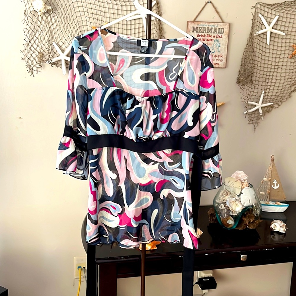 M womens sheer blouse